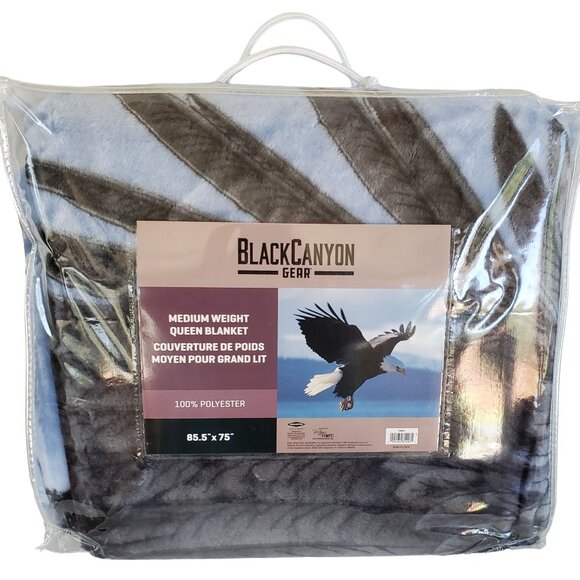 Black Canyon Medium Weight Queen Blanket 85.5" x 75" 100% Polyester Eagle Design - Picture 1 of 5